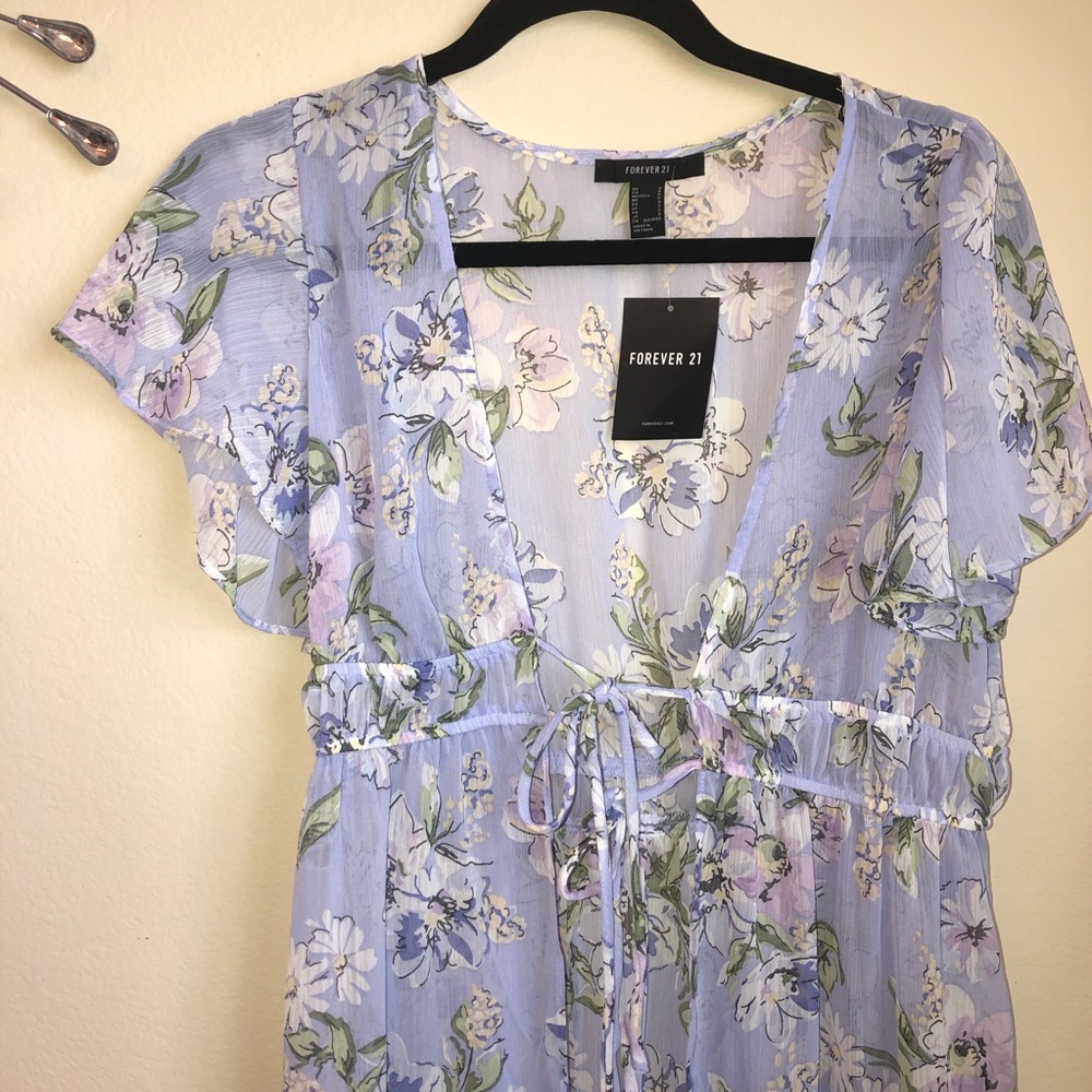 FOREVER 21 SHEER CHIFFON DUSTER HI LOW NWT SMALL